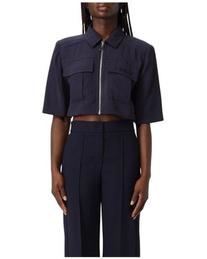 Patrizia Pepe Bluse Mit Reißverschluss Und Taschen - Blau
