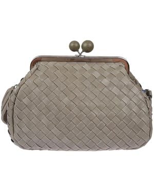 Weekend by Maxmara Gevlochten Leren Clutch Tas Hazelnoot - Grijs