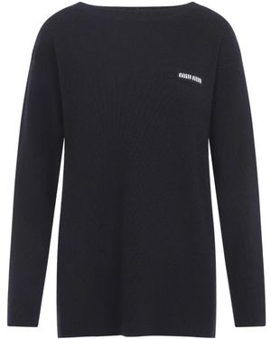 Miu Miu Round-Neck Knitwear - Blue