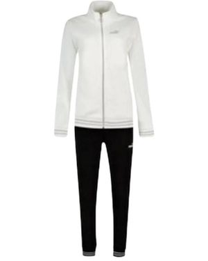 PUMA Sportlicher Damen-Trainingsanzug Mit Durchgehendem Reißverschluss - Weiß
