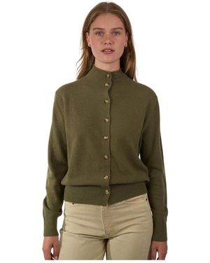 JC Sophie Truien & Vesten ,Groen ,Wol Fijngebreide Cardigan