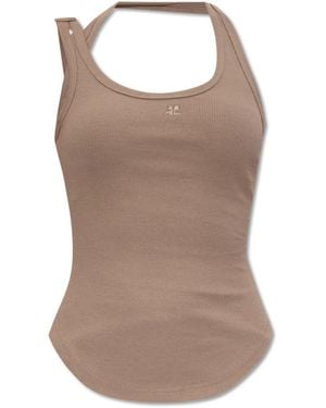 Courreges Geripptes Oberteil - Braun