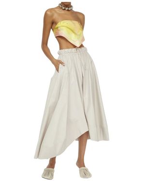 Isabelle Blanche Asymmetrische Midi-Rok Met Trekkoord - Naturel