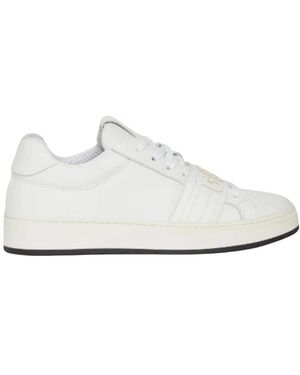Gcds Schoenen ,Wit ,Katoen Band Logo Leren Sneakers Klittenbandsluiting