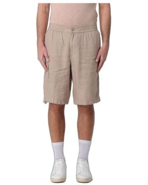 Blauer Leinen Shorts - Natur