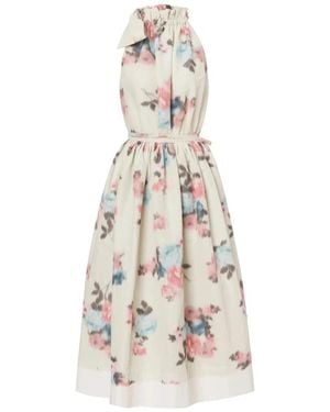 Philosophy Di Lorenzo Serafini Blumiges halterneck-kleid in beige - Weiß