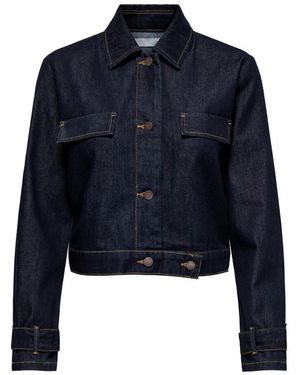 Jacqueline De Yong Strukturierte dunkelblaue denimjacke