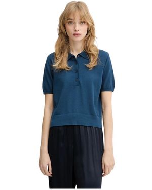 Patrizia Pepe Tops ,Blauw ,Katoen Lichtgebreide Poloshirt