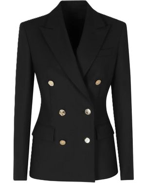 Dondup Jassen ,Zwart ,Leer Double-Breasted Blazer
