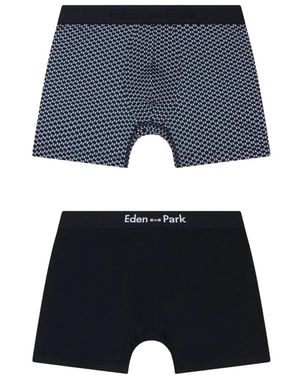 Eden Park Ondergoed ,Veelkleurig ,Katoen Set Van Twee Effen Kleur En Lucht Bedrukte Stretch Katoenen Jersey Boxershorts - Blauw