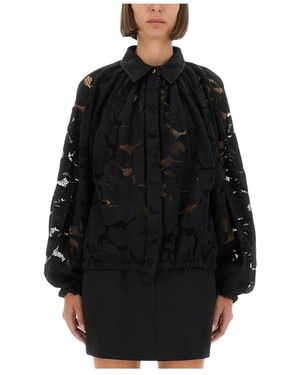 Patou Blouse Met Knopen En Overdreven Kraag - Zwart