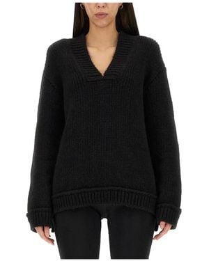Tom Ford Pullover Mit V-Ausschnitt Aus Grobem Strick - Schwarz
