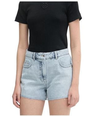 Patrizia Pepe Korte Broeken ,Blauw ,Denim Denim Shorts - Zwart