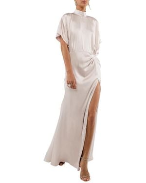 ACTUALEE Elegante Lange Jurk Met Zijsplit - Naturel