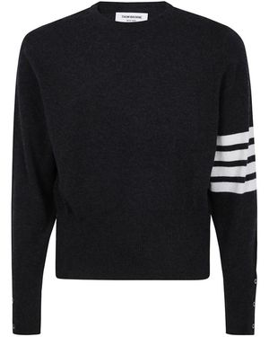 Thom Browne Kaschmir Crewneck Pullover Mit 4 Bar Stripe - Schwarz