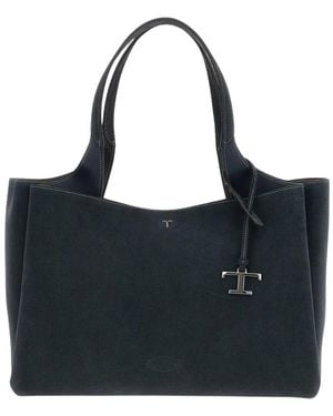 Tod's Tassen ,Blauw ,Leer Medium Suede Tote - Zwart
