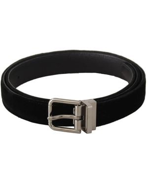 Dolce & Gabbana Schwarzer canvas gürtel mit goldener metallschnalle