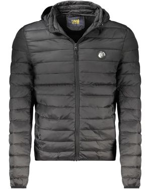 Roberto Cavalli Jassen ,Zwart ,Polyester Jas Met Lange Mouwen En Capuchon - Grijs