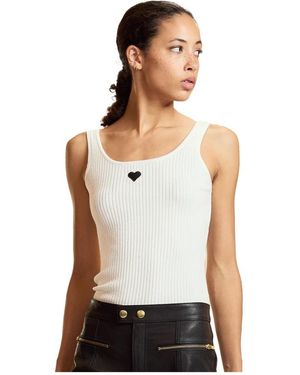 Cynthia Rowley Heart Embroidered Knit Top - Wit
