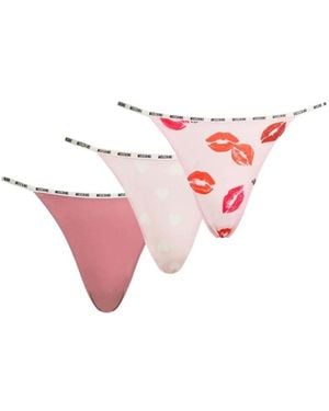 Moschino Ondergoed ,Roze ,Set Van 3 Microfiber Strings