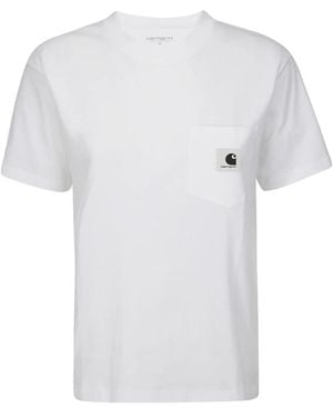 Carhartt Wit Regular T-Shirt Met Voorkant Logo