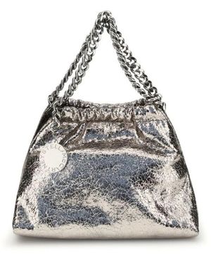 Stella McCartney Metallic Crackle Falabella Schultertasche - Grau
