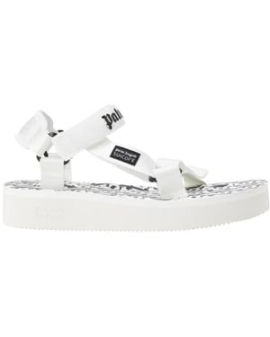 Palm Angels Schoenen ,Wit ,Witte Rubberen Sandalen Met Logoband