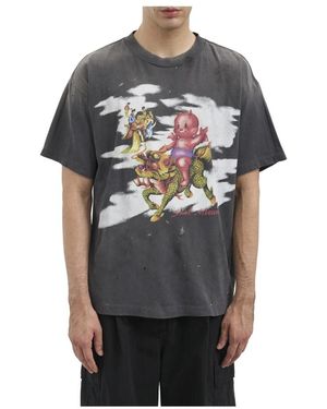 SAINT Mxxxxxx Beschädigtes Grafik T-Shirt - Grau