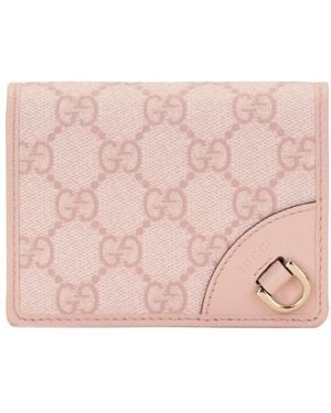 Gucci Accessoires ,Roze ,Leer Gg Emblem Mini Portemonnee