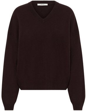 Gestuz Truien & Vesten ,Bruin ,Alpha V-Neck Sweater - Zwart