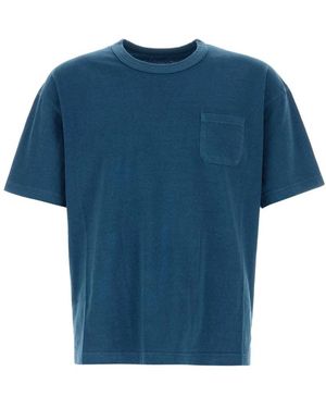 Visvim Tops ,Blauw ,Katoen Patch-Detail Pocket T-Shirt