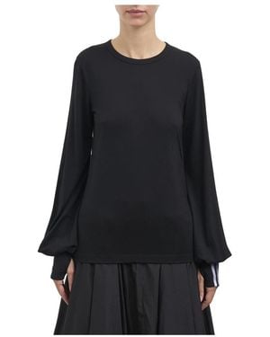 Y-3 Wool Cinched Drape Long Sleeve Top - Zwart