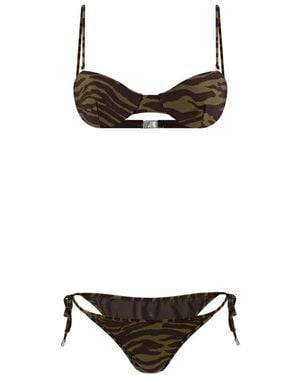 The Attico Zebra Print Bikini Donkergroen/Bruin - Zwart