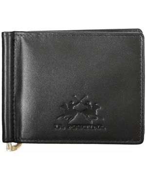 La Martina Portafoglio elegante in pelle con fermasoldi - Nero
