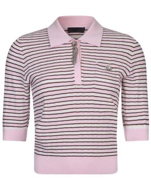 Liu Jo Gestreifter Polo-Pullover Mit Schmuckdetails - Rot