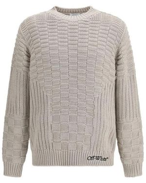 Off-White c/o Virgil Abloh Round-Neck Knitwear - Gris
