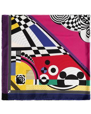 Versace Accessoires ,Veelkleurig ,Zijden Sjaal 90 Cm Met Print - Paars