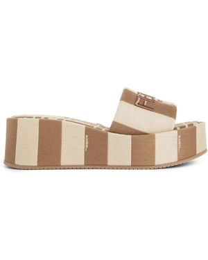 Fendi Canvas Slide Pantoffels - Naturel