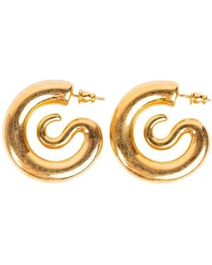 Panconesi Goldene Hoop-Ohrringe Mit Spaßigem Design - Mettallic