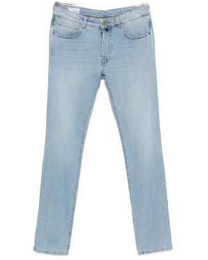 Incotex Jeans ,Blauw ,Katoen Five-Pocket Jeans Met Faded Effect