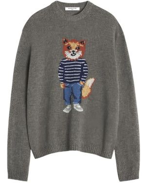 Maison Kitsuné Round-Neck Knitwear - Grey