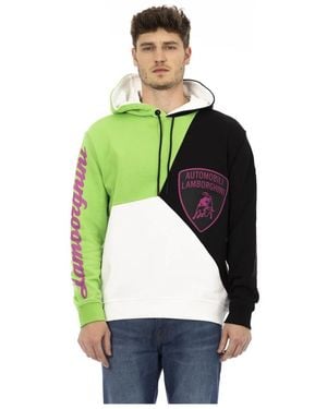 Automobili Lamborghini Logo Baumwoll-Sweatshirt Mit Fester Kapuze - Grün