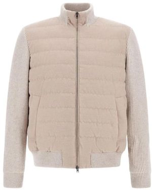 Herno Resort Jacke Aus Wollmischungs-Melange-Flanell - Natur