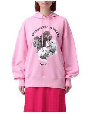 MSGM Grafische Print Hoodie Oversized - Roze