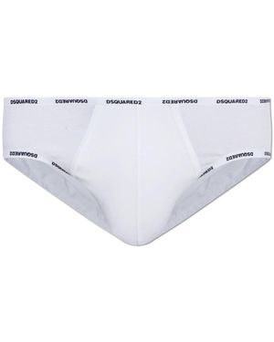 DSquared² Ondergoed ,Wit ,Katoen Katoenen Slips Met Logo