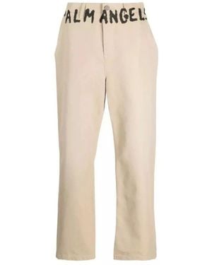 Palm Angels Straight Trousers - Natural