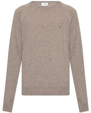 Saint Laurent Round-Neck Knitwear - Grey