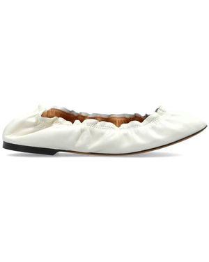 Odissi Schoenen ,Wit ,Leer Leren Ballerina's