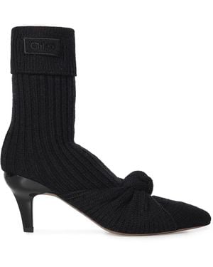 Chloé Schoenen ,Zwart ,Wol Suzie Hoge Laarsjes