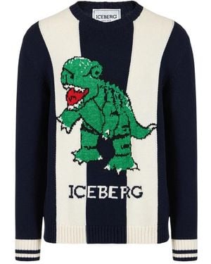 Iceberg Truien & Vesten ,Veelkleurig ,Katoen Trui Met Ronde Hals - Groen